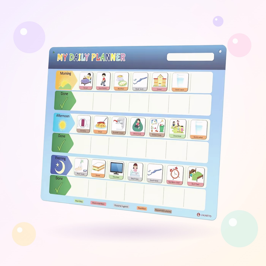 Tableau de routine aimanté du Kit Rythme de la journée – Petit Tempo