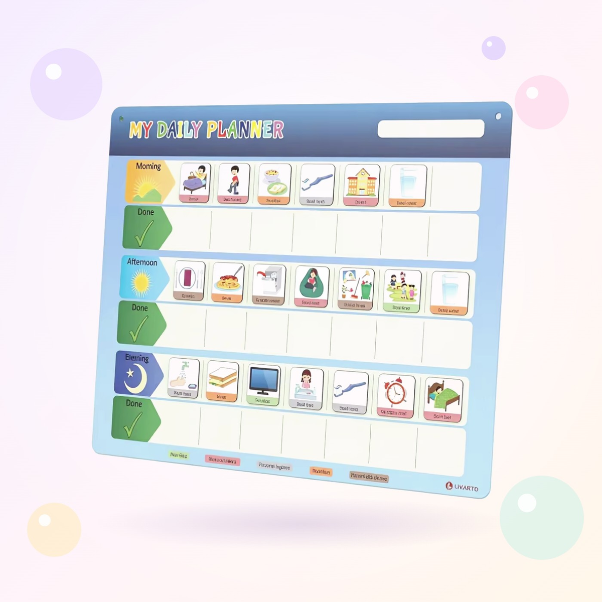 Tableau de routine aimanté du Kit Rythme de la journée – Petit Tempo
